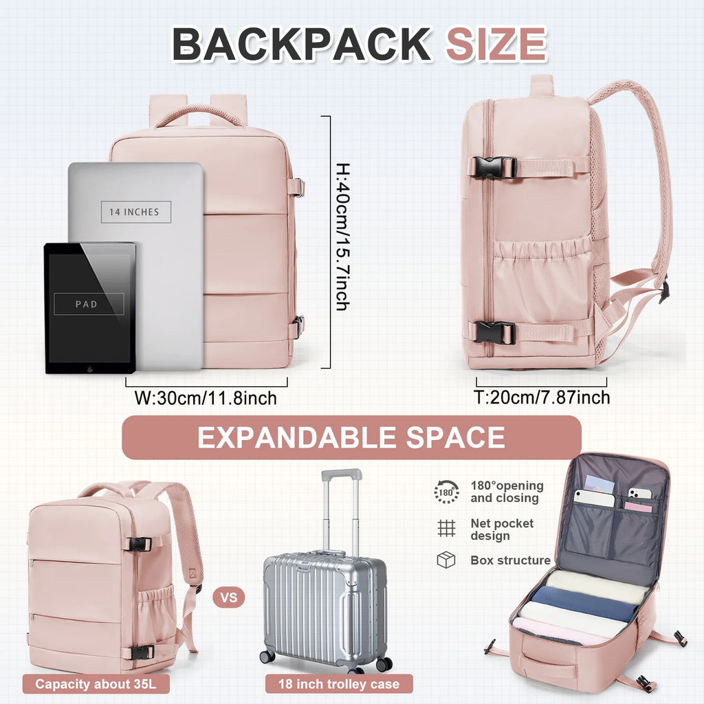 Ryanair 40x30x20 Travel Backpack Short Distance Business Travel Bag Wiz Air Cabin Bag 15.6" Laptop Bag, Leisure Couples Backpack