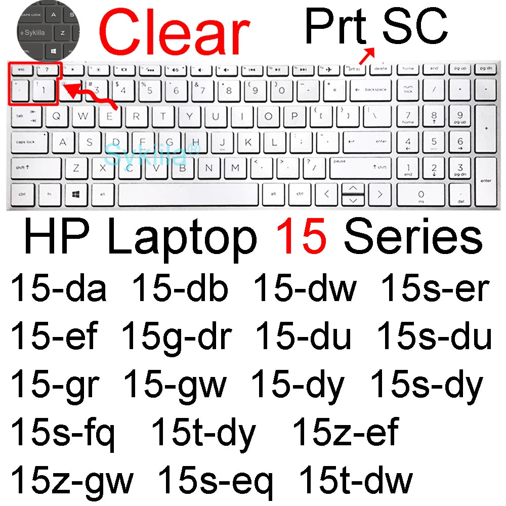 Keyboard Cover for HP Laptop 15 15t 15-fd 15-fc 15-ef 15-dw 15-dy 15g 15q 15s 15z Essential Silicone Protector Skin Film Case