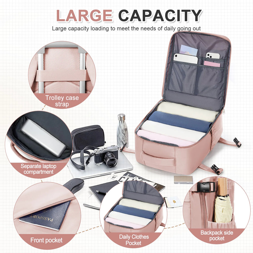 Ryanair 40x30x20 Travel Backpack Short Distance Business Travel Bag Wiz Air Cabin Bag 15.6" Laptop Bag, Leisure Couples Backpack