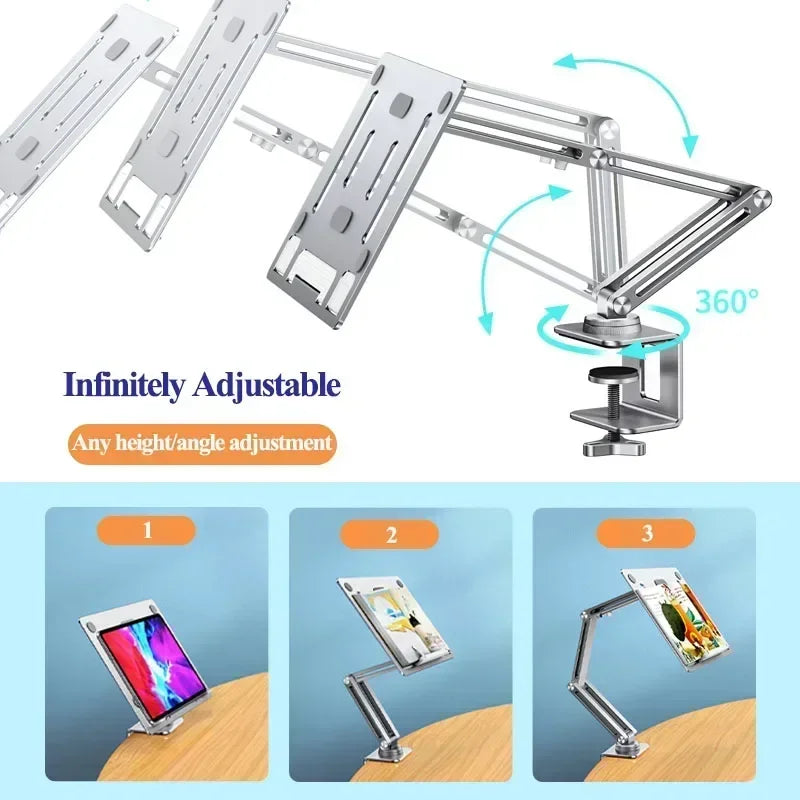 Eary Laptop Mount for Desk Laptop Arm Mount with 360°Rotating for Notebook up to 17 inch Adjustable Foldable Laptop Stand Holder