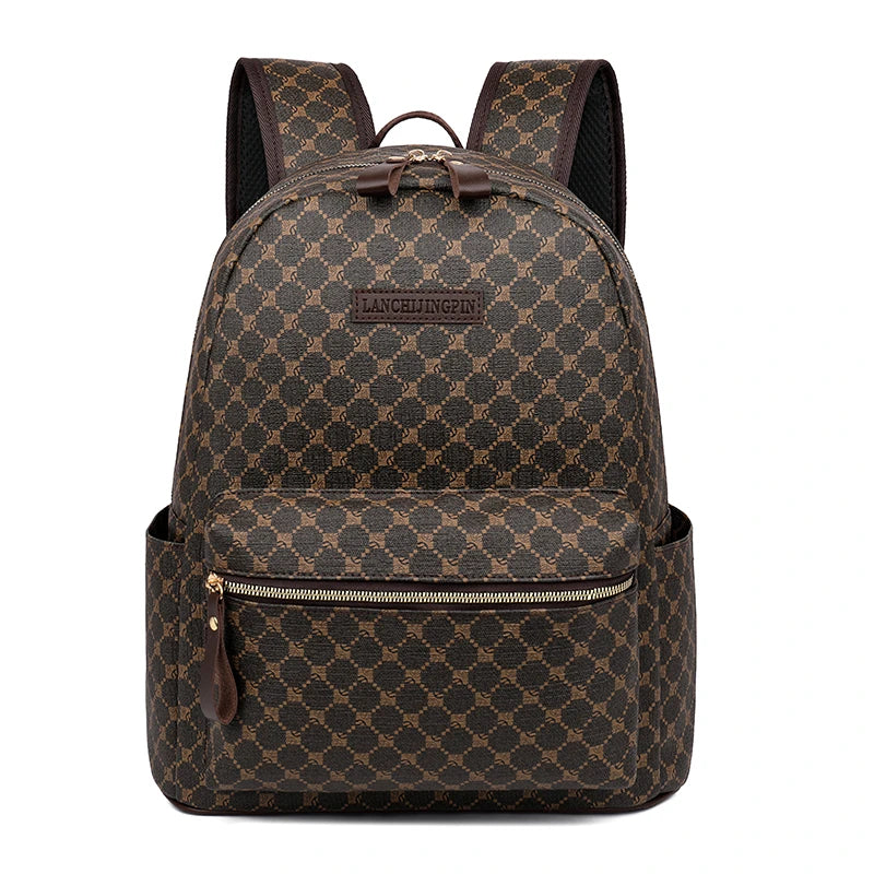 Fashion Luxury Men's Backpacks High Quality Large Capacity Computer Bag Waterproof PU Shoulder Handbag Vintage Style School Bag