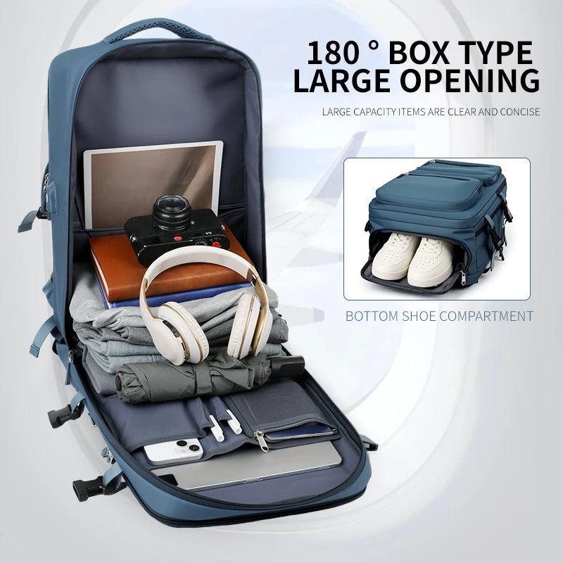 Large Travel Backpack for Women Men Cabin Bag Multifunctional Airplane Waterproof Backpack with USB Charging Anti-Theft Backpack