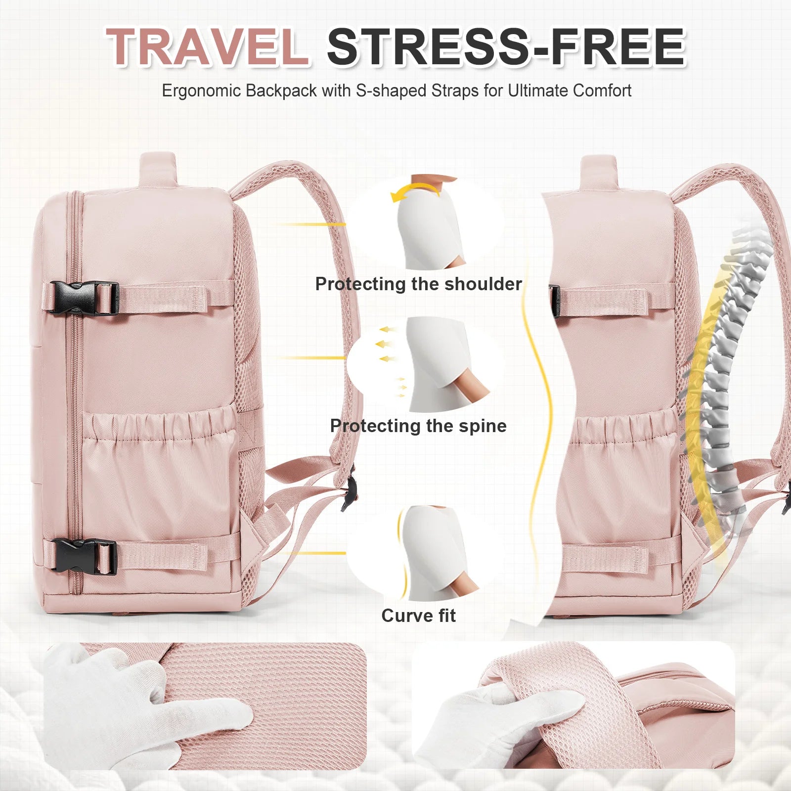 Ryanair 40x30x20 Travel Backpack Short Distance Business Travel Bag Wiz Air Cabin Bag 15.6" Laptop Bag, Leisure Couples Backpack