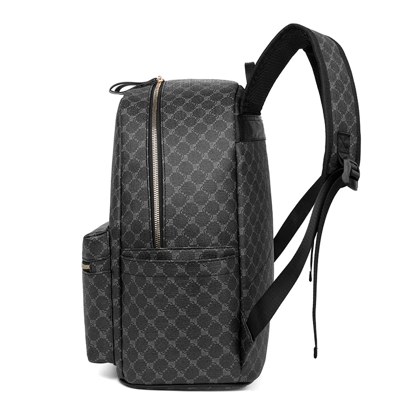 Fashion Luxury Men's Backpacks High Quality Large Capacity Computer Bag Waterproof PU Shoulder Handbag Vintage Style School Bag