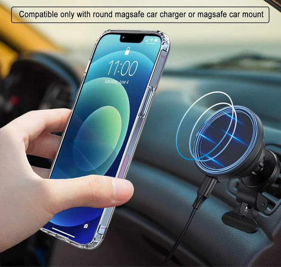 Clear Magnetic Phone Case with Kickstand for iPhone 17 Pro Max Air 16 15 14 Plus 13 12 11 Mini for Wireless Charging Back Cover